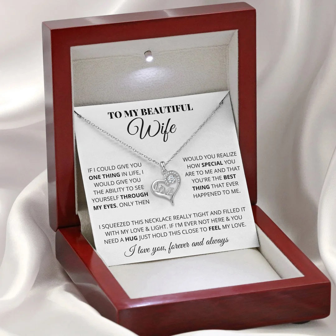 To My Beautiful Wife LOVE Necklace Romantic Gift Set for Her