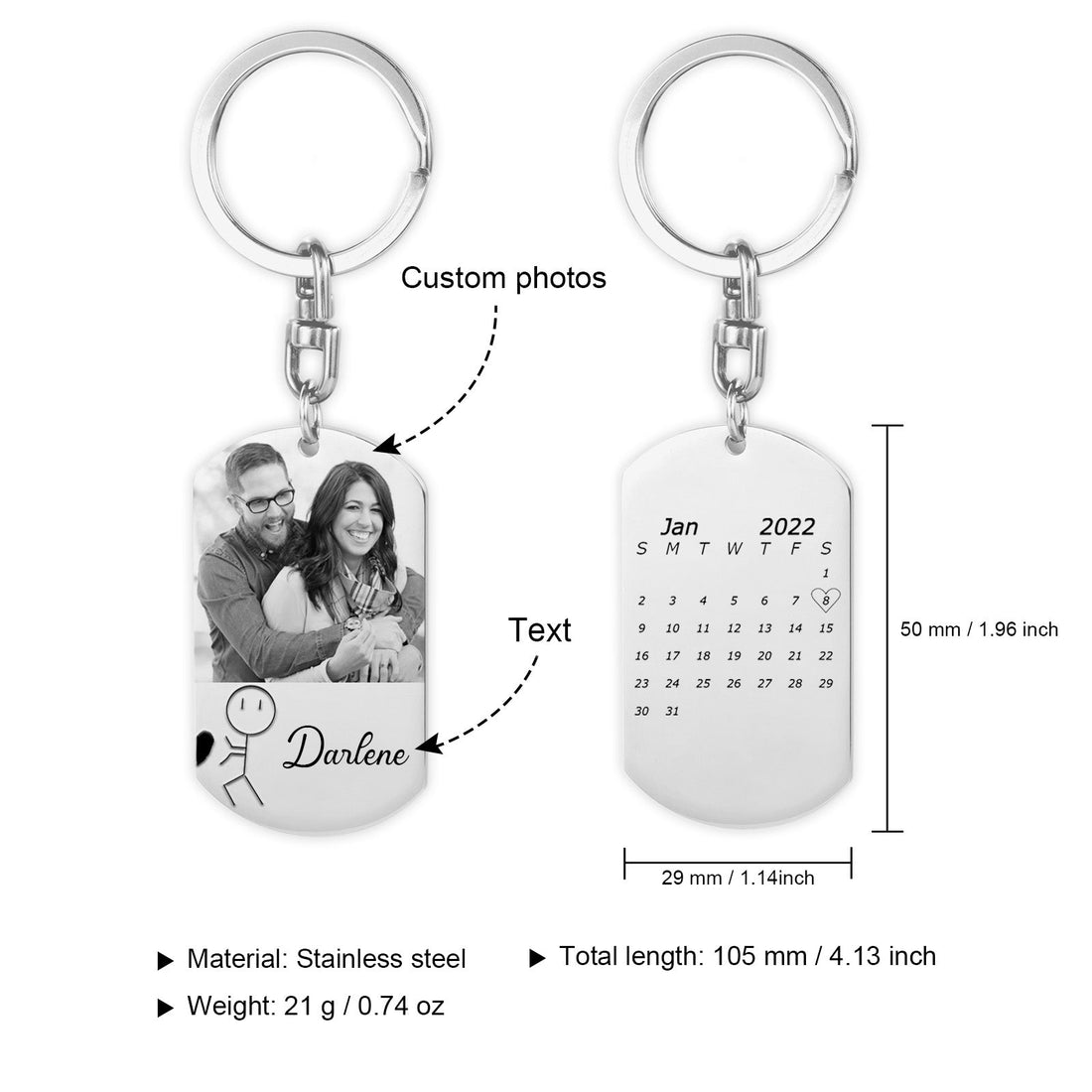 Anniversary date ideas Couple Keychain Customized Photo Funny Heart Matching Keyring