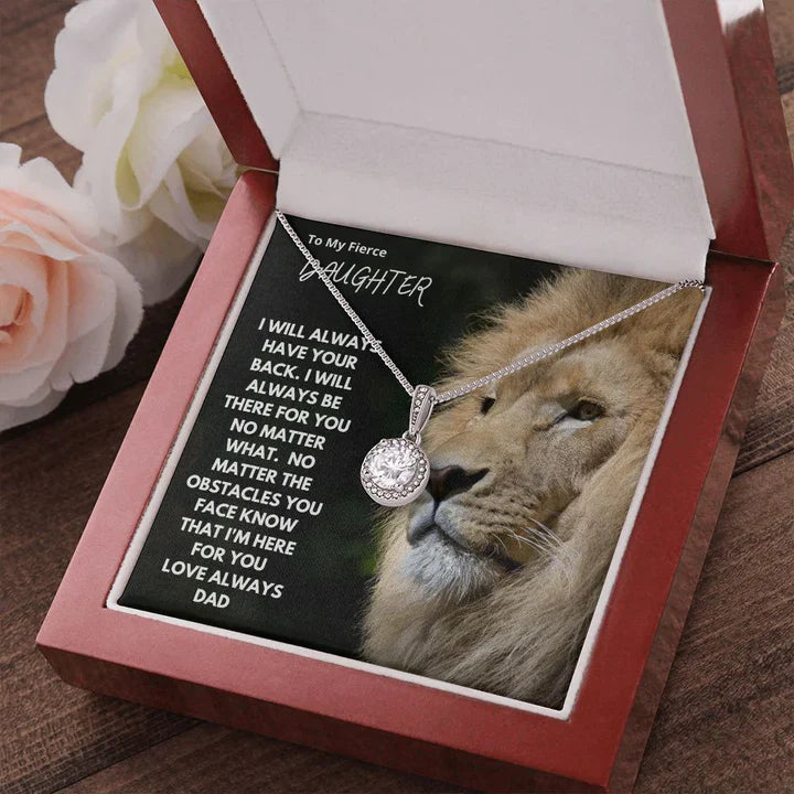 To My Fierce Daughter- S925 Love Necklace "I will always  have your back"