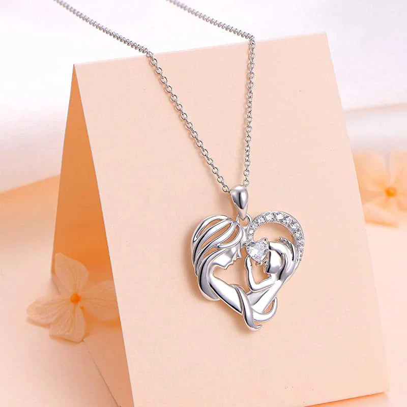 S925 Mother and Daughter Necklace Heart Pendant Necklace for Her