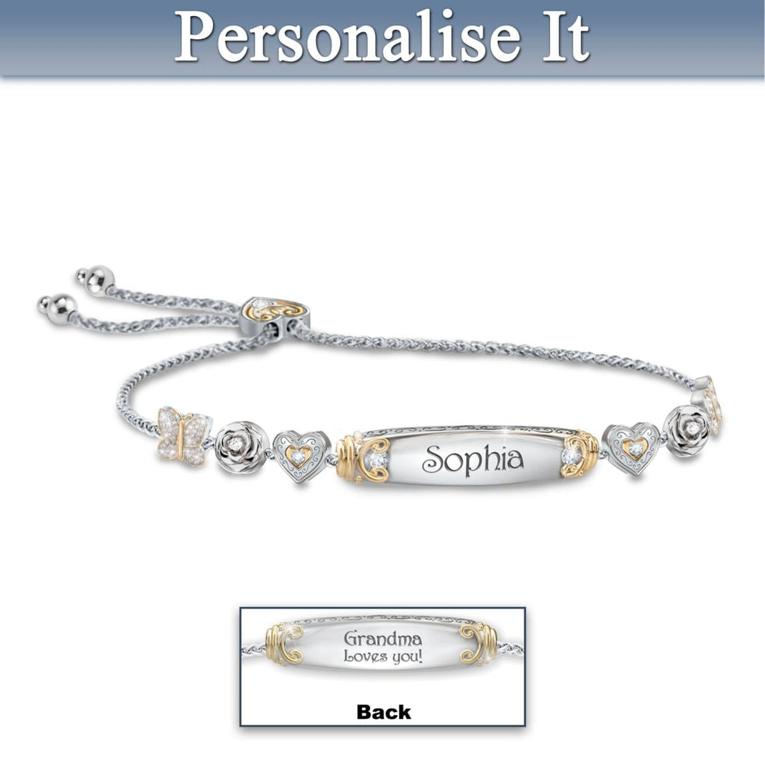 Granddaughter Bolo Bracelet With Personalized Engravings