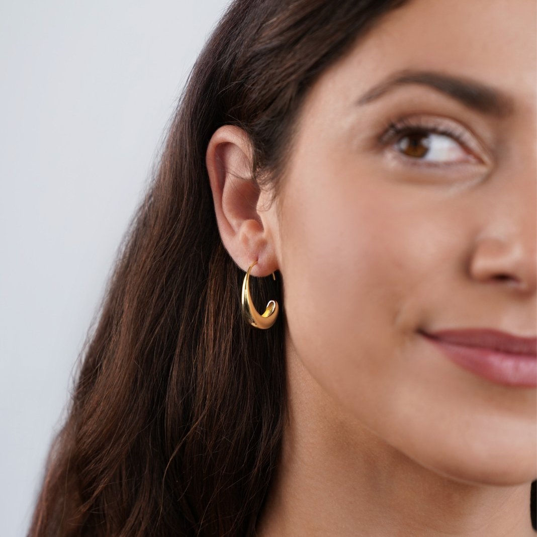 Gold Drop Earrings Silver Drop Earrings Classic Hoop Design