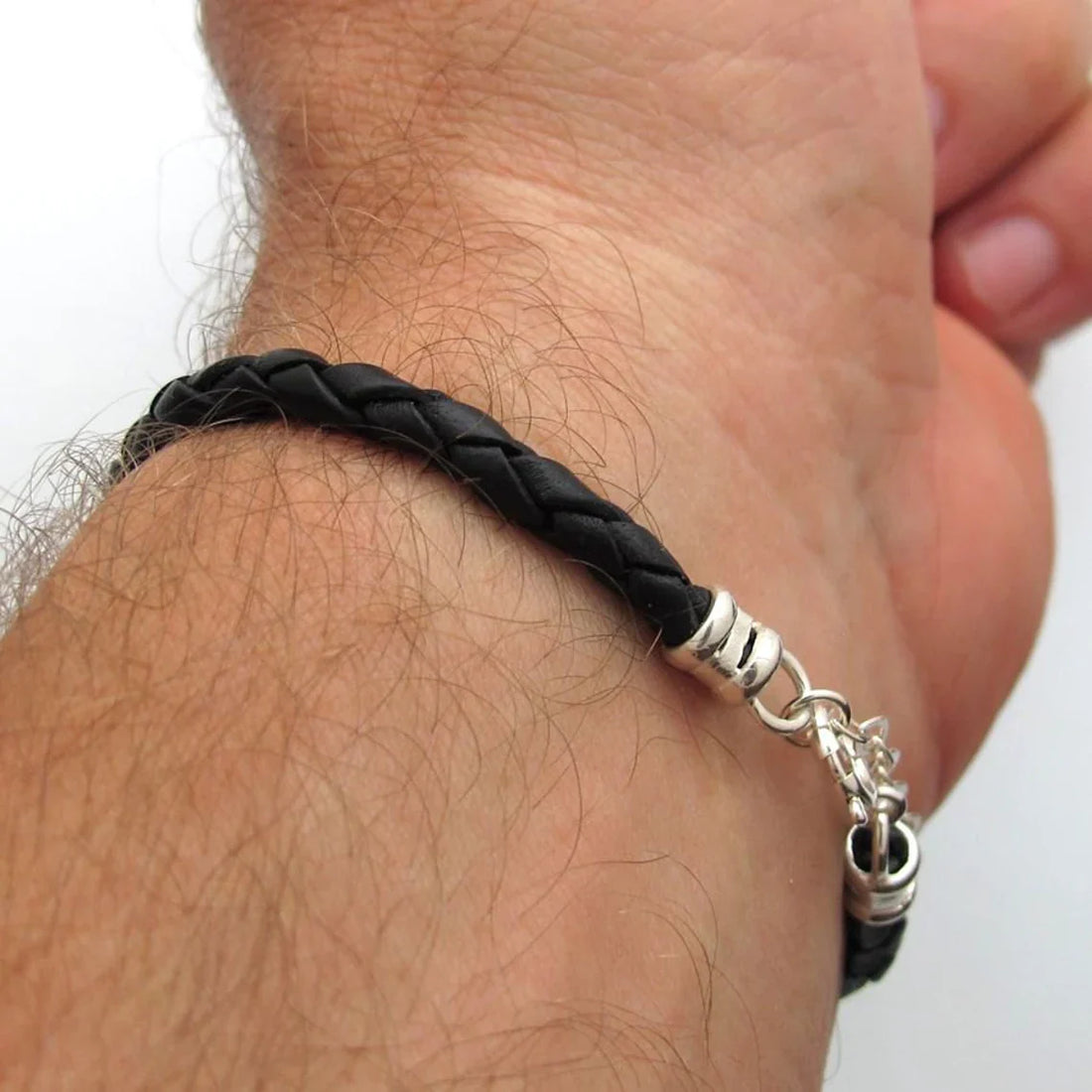 Men Infinity Bracelet Sterling Silver Mens Leather Bracelet