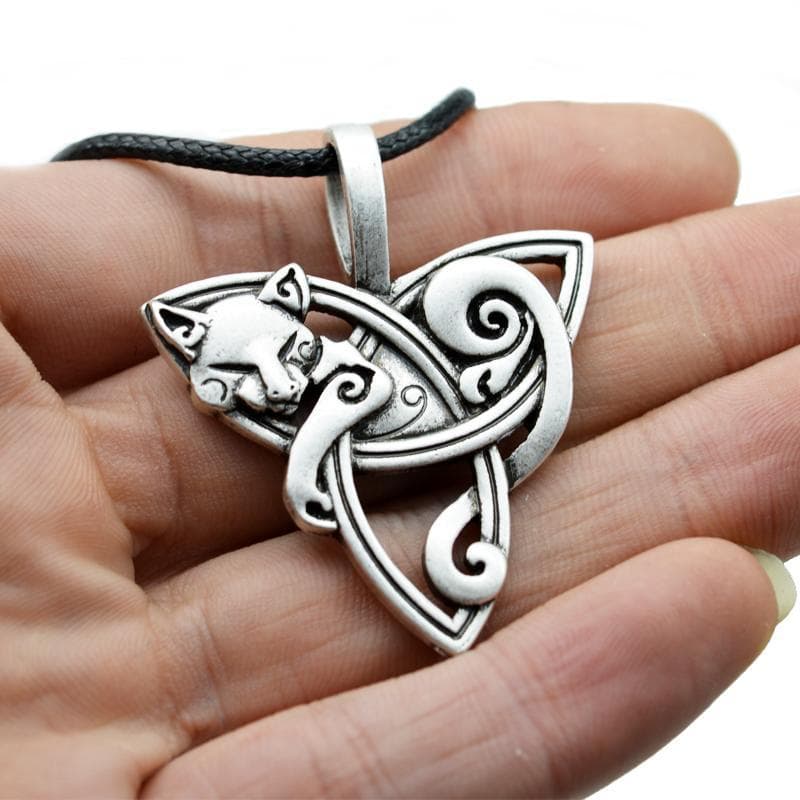 Celtic Cat on Triquetra Necklace